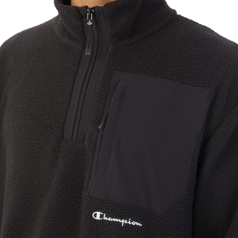 Champion Mens Rochester Eco Future Small Logo Half Zip Fleece Black