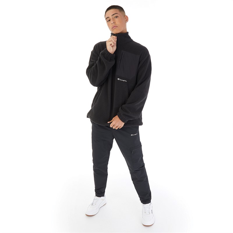 Champion Mens Rochester Eco Future Small Logo Half Zip Fleece Black