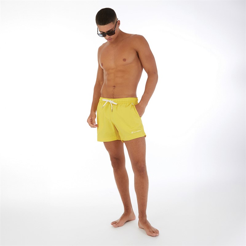 Champion Mens Rochester Eco Future Small Logo Beach Shorts Yellow