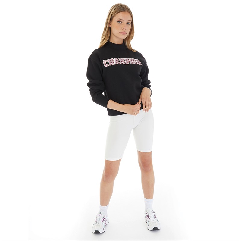 Champion Womens Rochester Collegiate Logo Crew Neck Sweatshirt Black