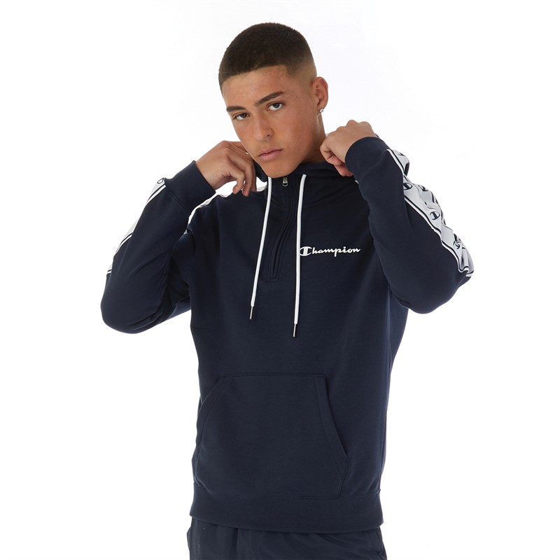 Champion Mens Legacy Taped Half Zip Hoodie Navy