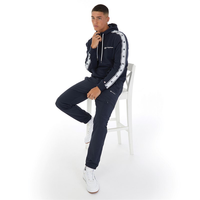 Champion Mens Legacy Taped Half Zip Hoodie Navy