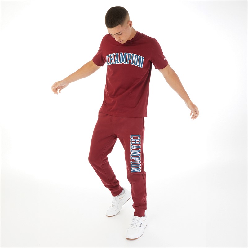 Champion Mens Rochester Collegiate Logo Rib Cuff Sweat Pants Red