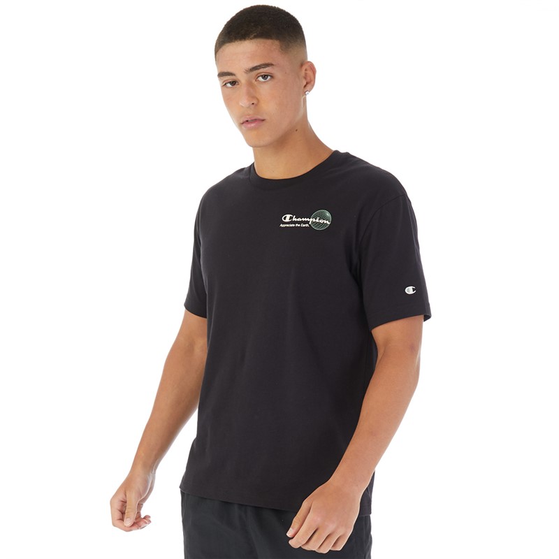 Champion Mens Rochester Eco Future Small Logo Crew Neck T-Shirt Black