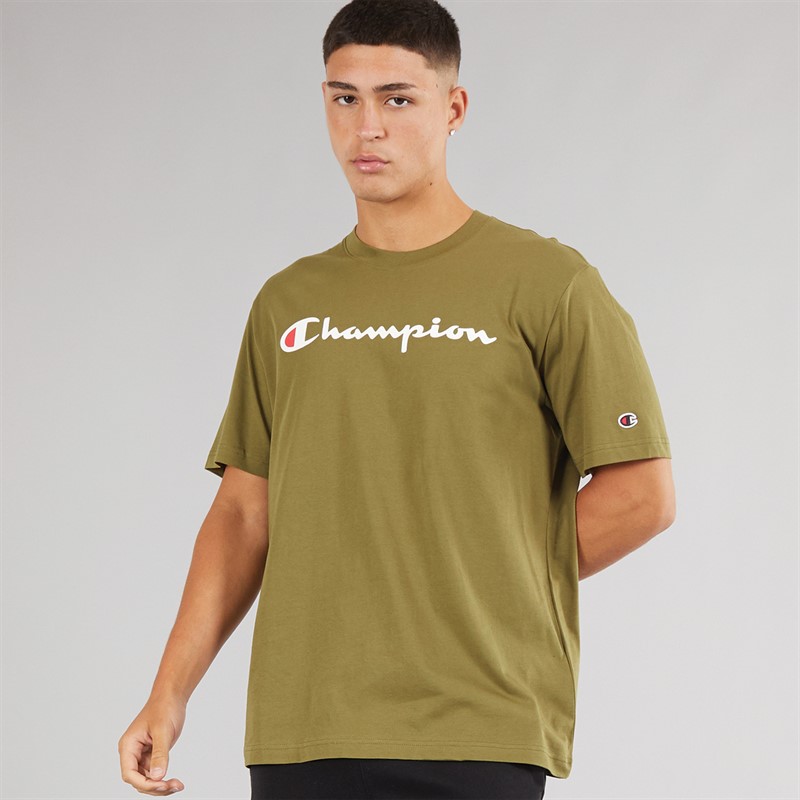 Champion Mens Icons Logo T-Shirt Olive Green - Size S
