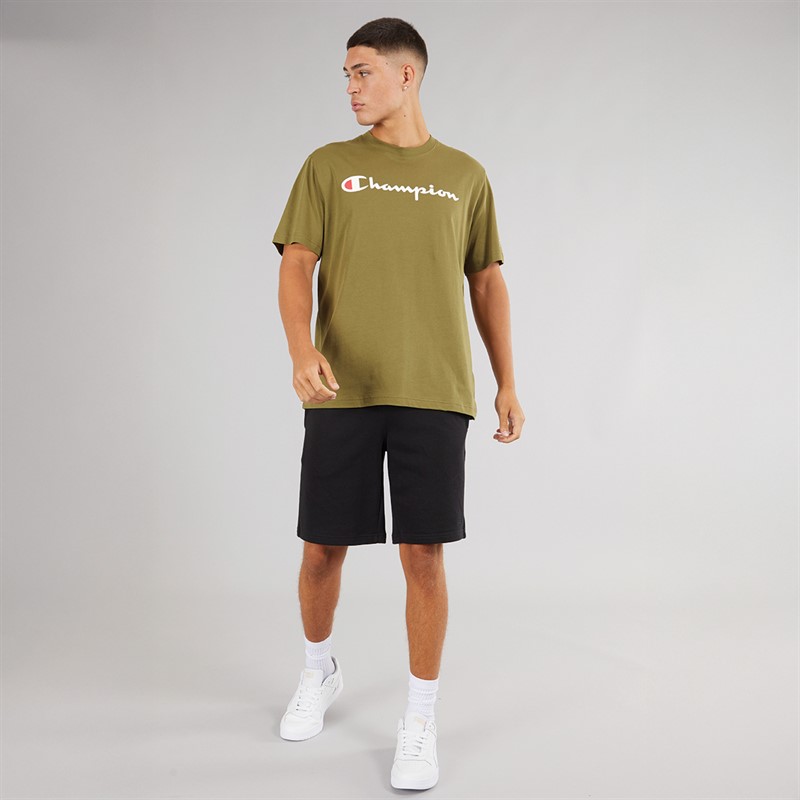 Champion Mens Icons Logo T-Shirt Olive Green