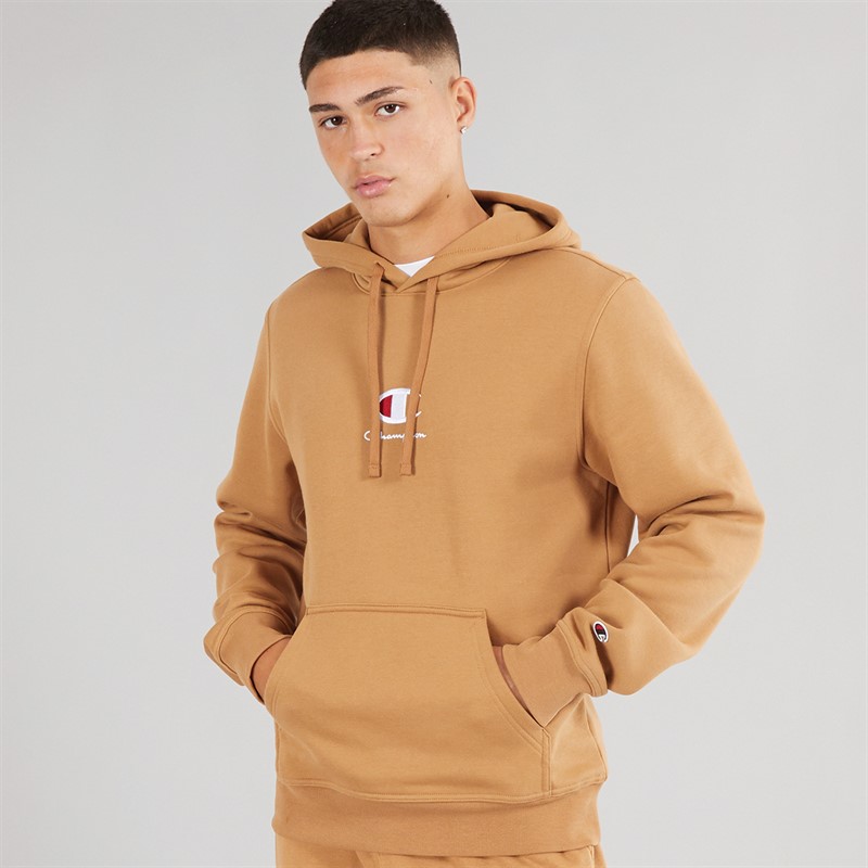 Champion Mens Logo Hoodie Light Brown - Size S