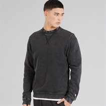 Champion Mens Icons Washed Logo Crew Neck Sweatshirt Black