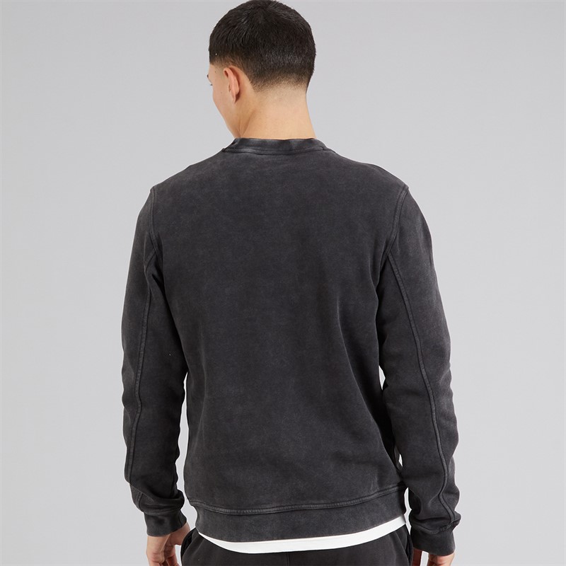 Champion Mens Icons Washed Logo Crew Neck Sweatshirt Black