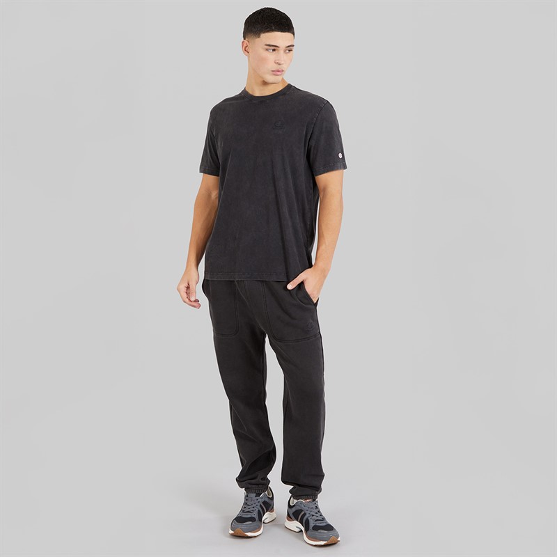 Champion Mens Icons Washed Logo Crew Neck Sweatshirt Black