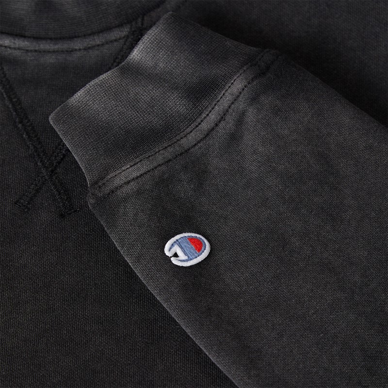 Champion Mens Icons Washed Logo Crew Neck Sweatshirt Black