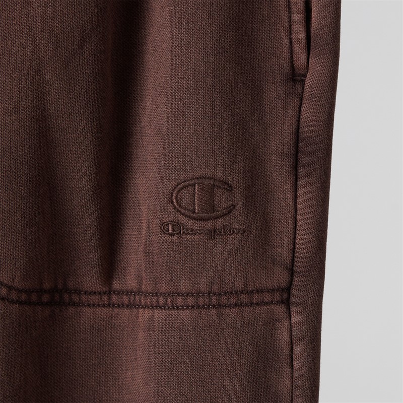 Champion Mens Icons Wahsed Logo Cuffed Joggers Brown