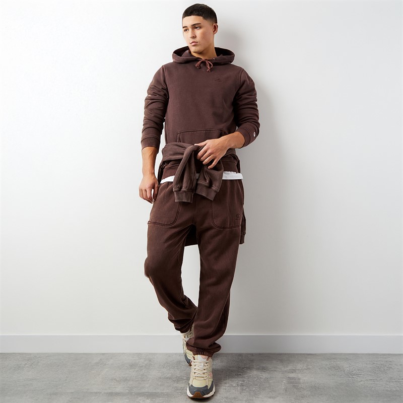 Champion Mens Icons Wahsed Logo Cuffed Joggers Brown
