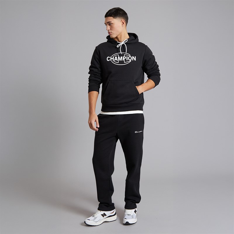 Champion Mens Heritage Script Logo Straight Hem Joggers Black