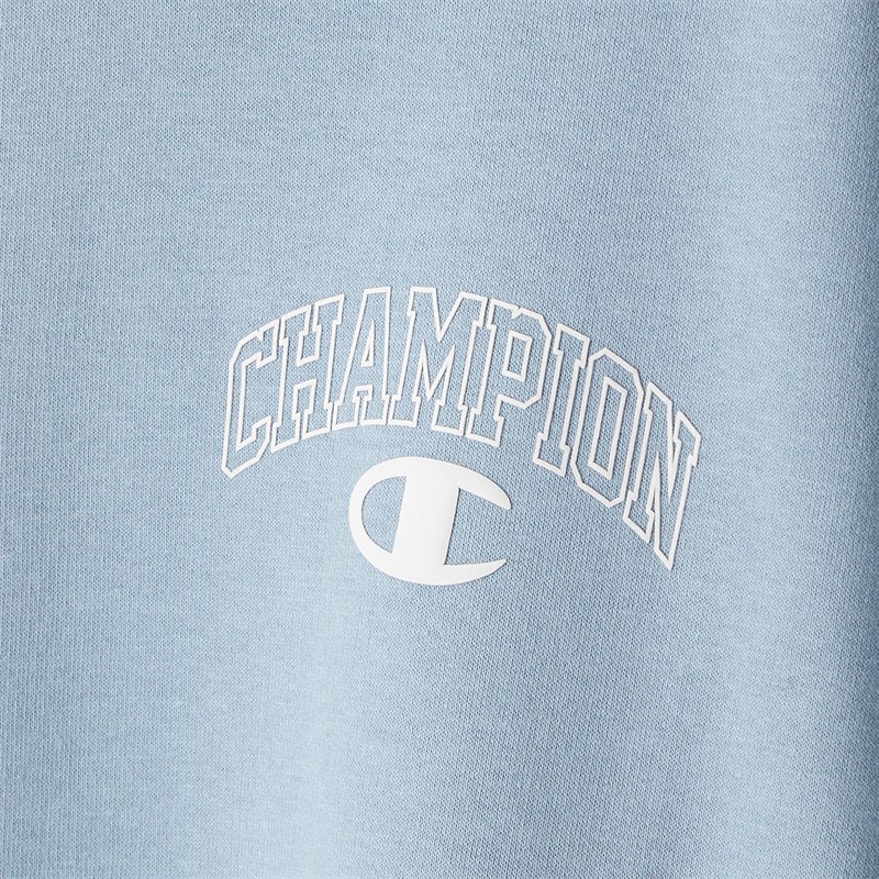 Champion Mens State Of Play Varsity Logo Crew Neck Sweatshirt Light Blue