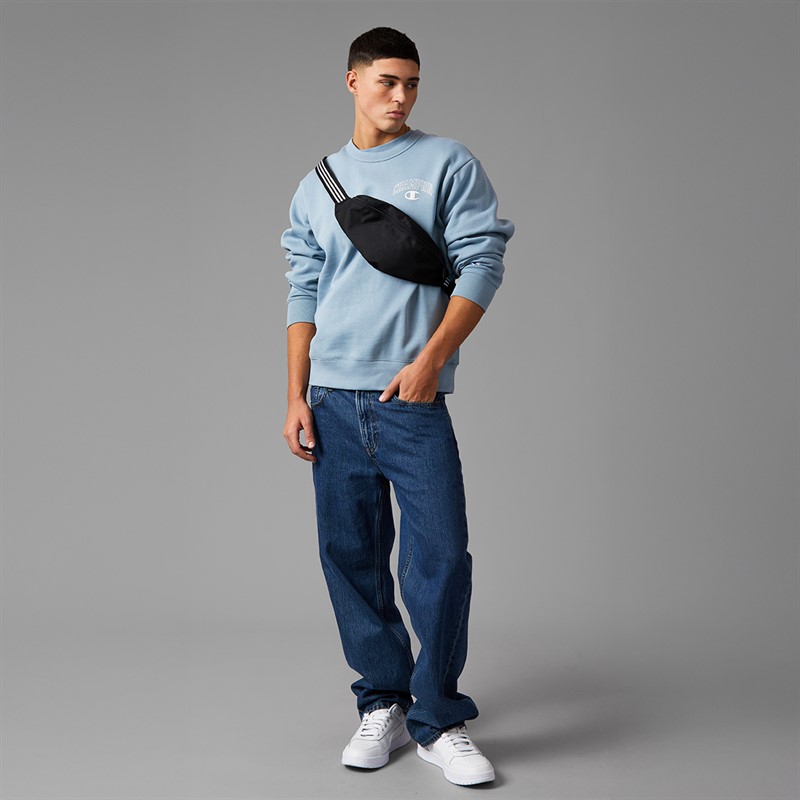 Champion Mens State Of Play Varsity Logo Crew Neck Sweatshirt Light Blue