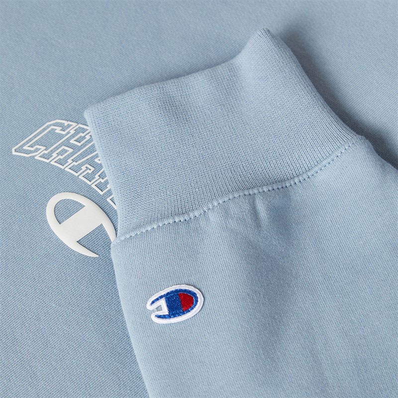 Champion Mens State Of Play Varsity Logo Crew Neck Sweatshirt Light Blue