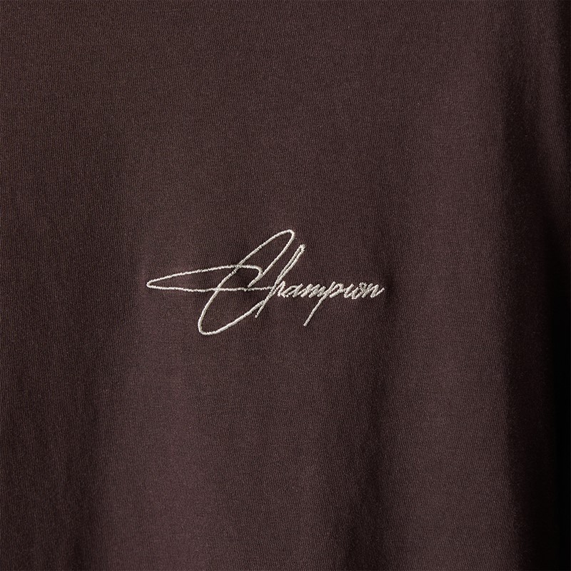 Champion Mens Icons Washed Graphic Back T-Shirt Brown