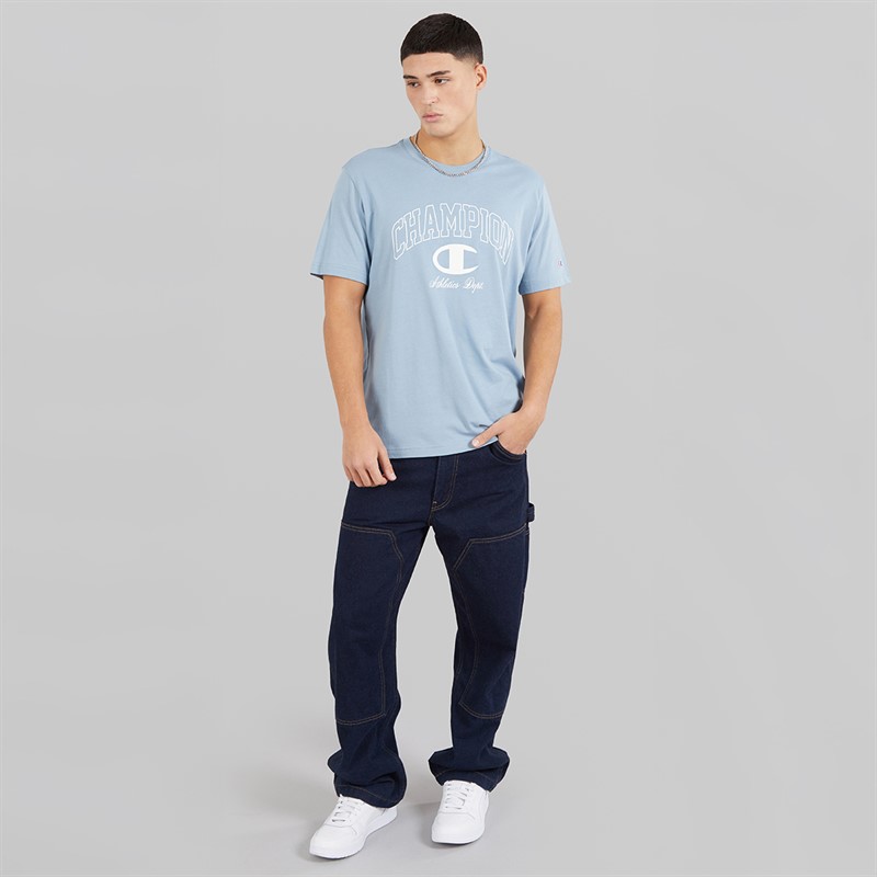 Champion Mens State Of Play Varsity Logo T-Shirt Light Blue