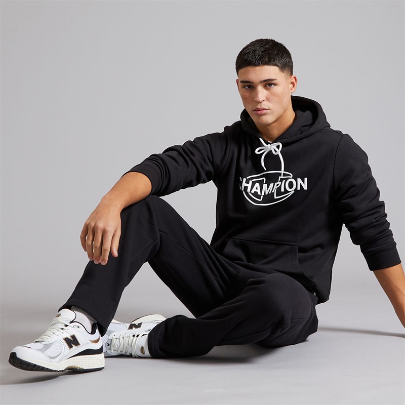 Champion Mens Graphic Shop Logo Hoodie Black