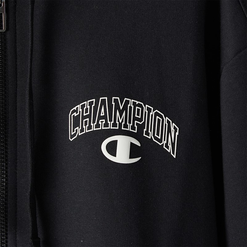 Champion Mens State Of Play Varsity Logo Full Zip Hoodie Black