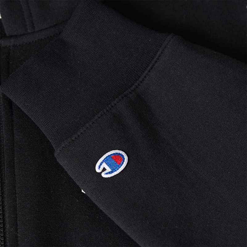 Champion Mens State Of Play Varsity Logo Full Zip Hoodie Black