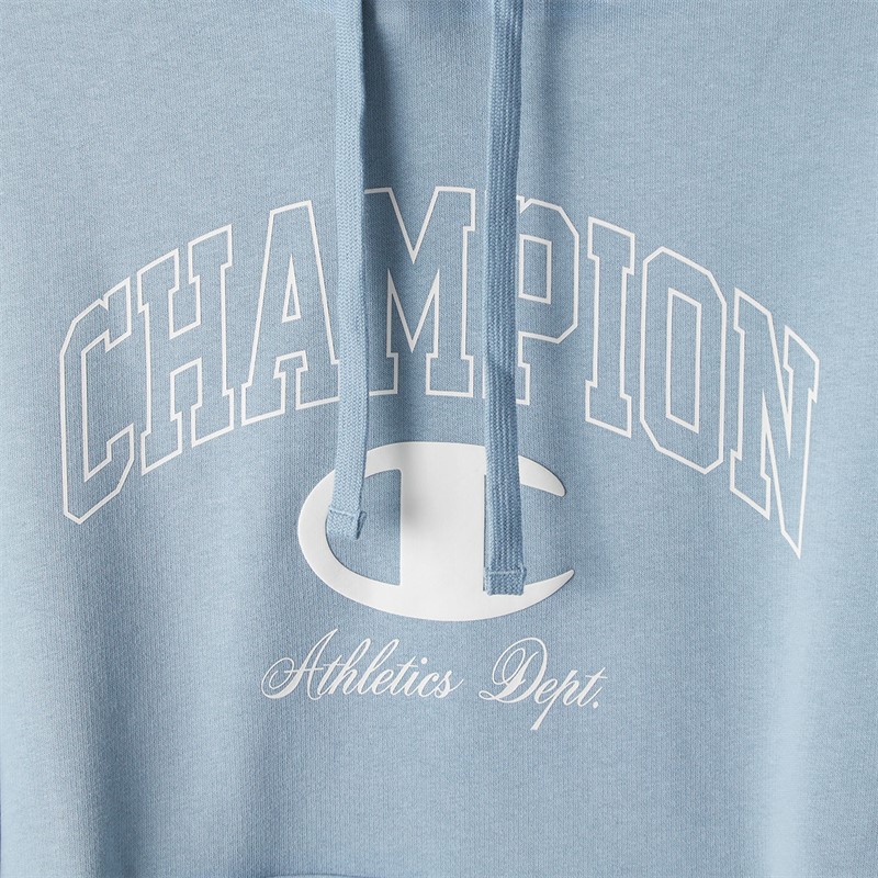 Champion Mens State Of Play Varsity Logo Hoodie Light Blue