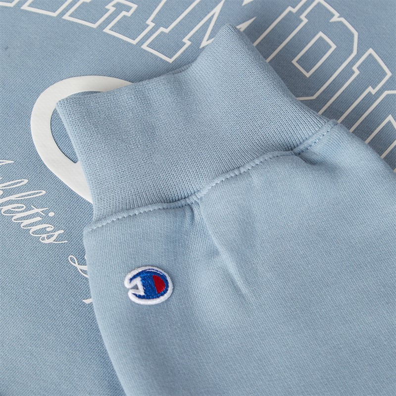 Champion Mens State Of Play Varsity Logo Hoodie Light Blue