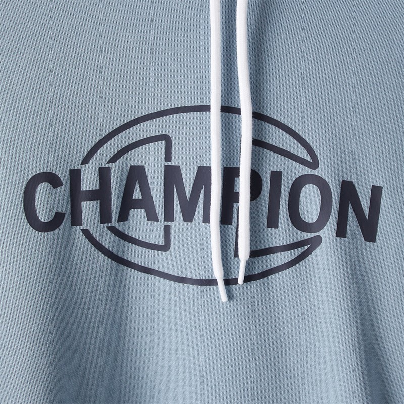 Champion Mens Graphic Shop Logo Hoodie Light Blue