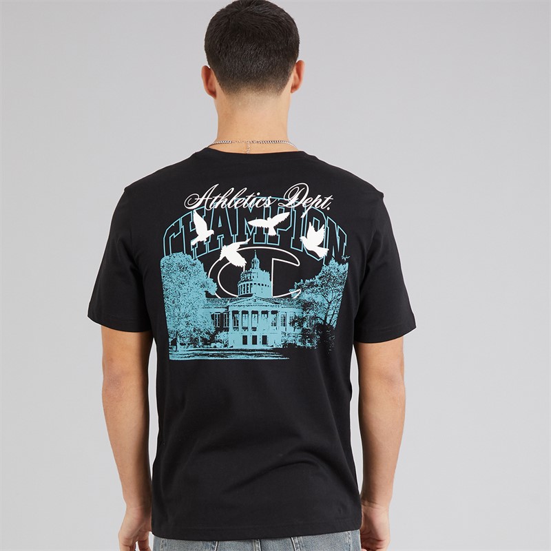 Champion Mens State Of Play Logo Back Graphic T-Shirt Black