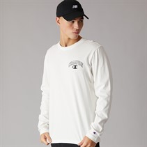 Champion Mens State Of Play Varsity Logo Long Sleeve T-Shirt White