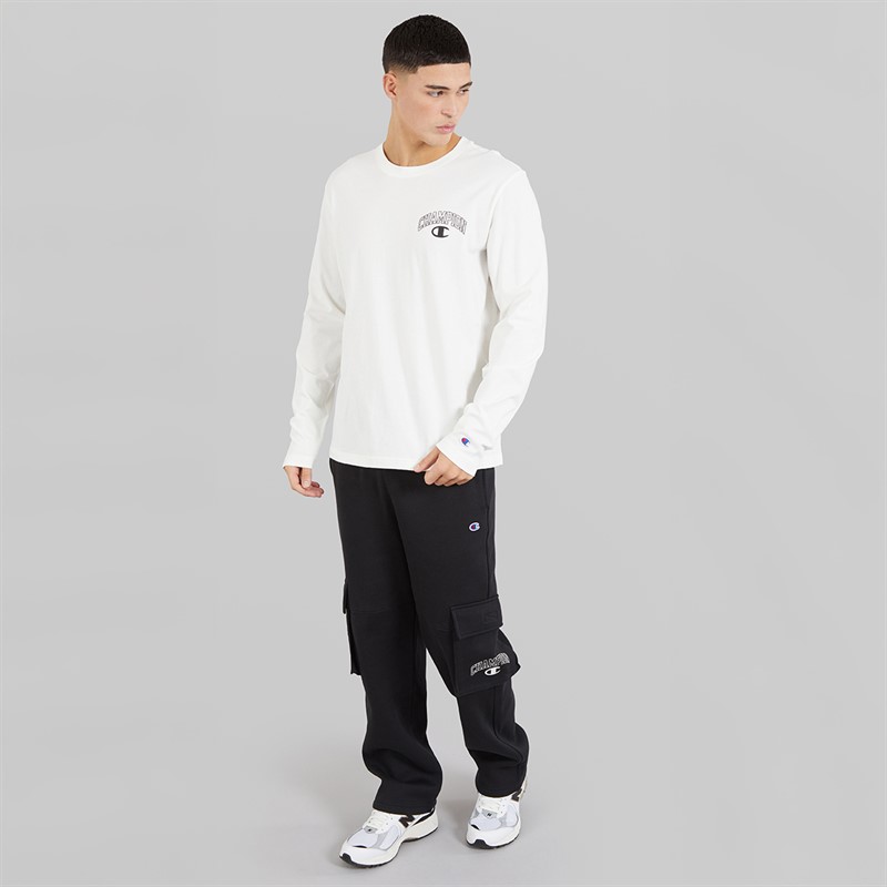 Champion Mens State Of Play Varsity Logo Long Sleeve T-Shirt White