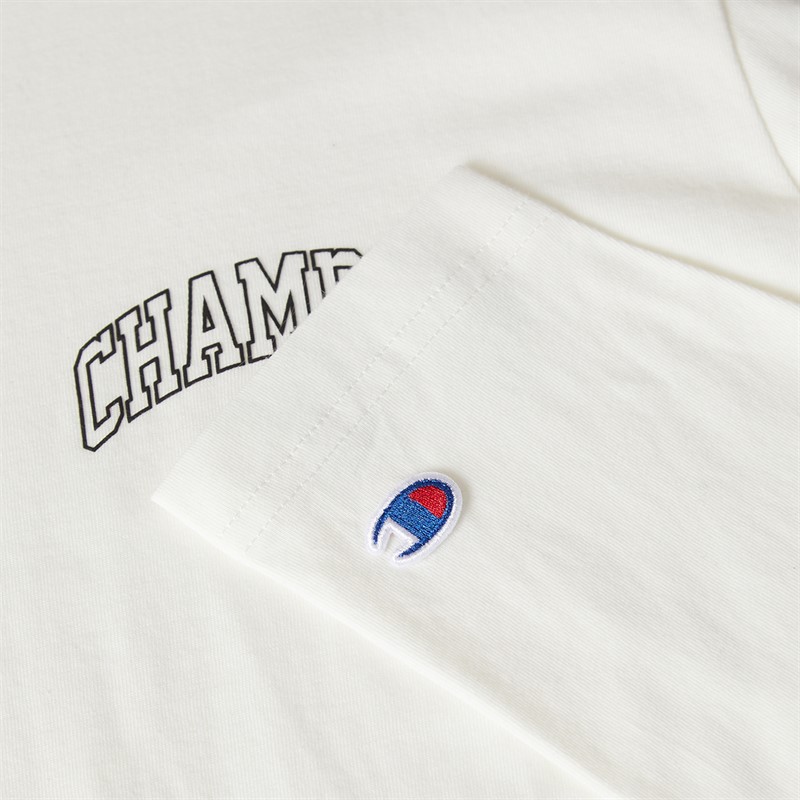 Champion Mens State Of Play Varsity Logo Long Sleeve T-Shirt White