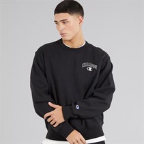Champion Mens State Of Play Varsity Logo Crew Neck Sweatshirt Black