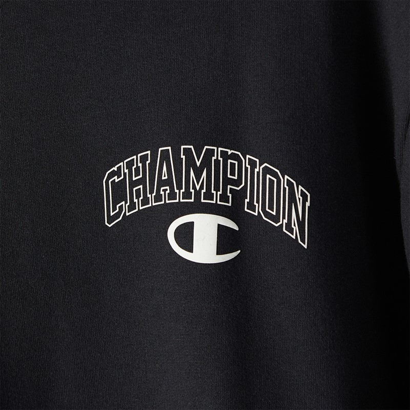 Champion Mens State Of Play Varsity Logo Crew Neck Sweatshirt Black