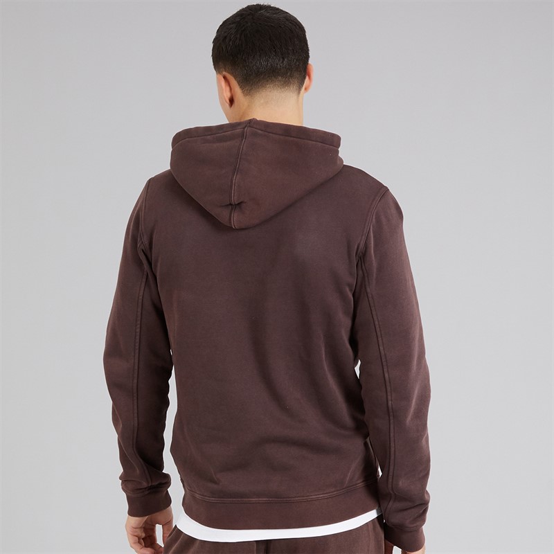 Champion Mens Icons Washed Logo Hoodie Brown