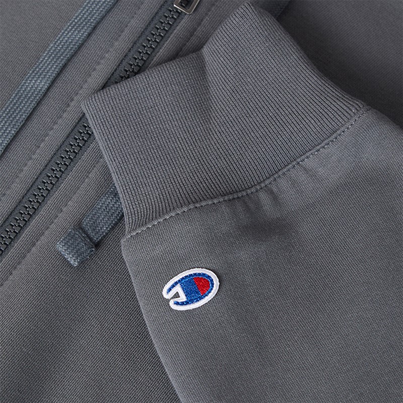 Champion Mens State Of Play Varsity Logo Full Zip Hoodie Grey