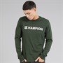 Champion Mens Graphic Shop Logo Long Sleeve T-Shirt Military Green