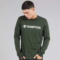 Champion Mens Graphic Shop Logo Long Sleeve T-Shirt Military Green