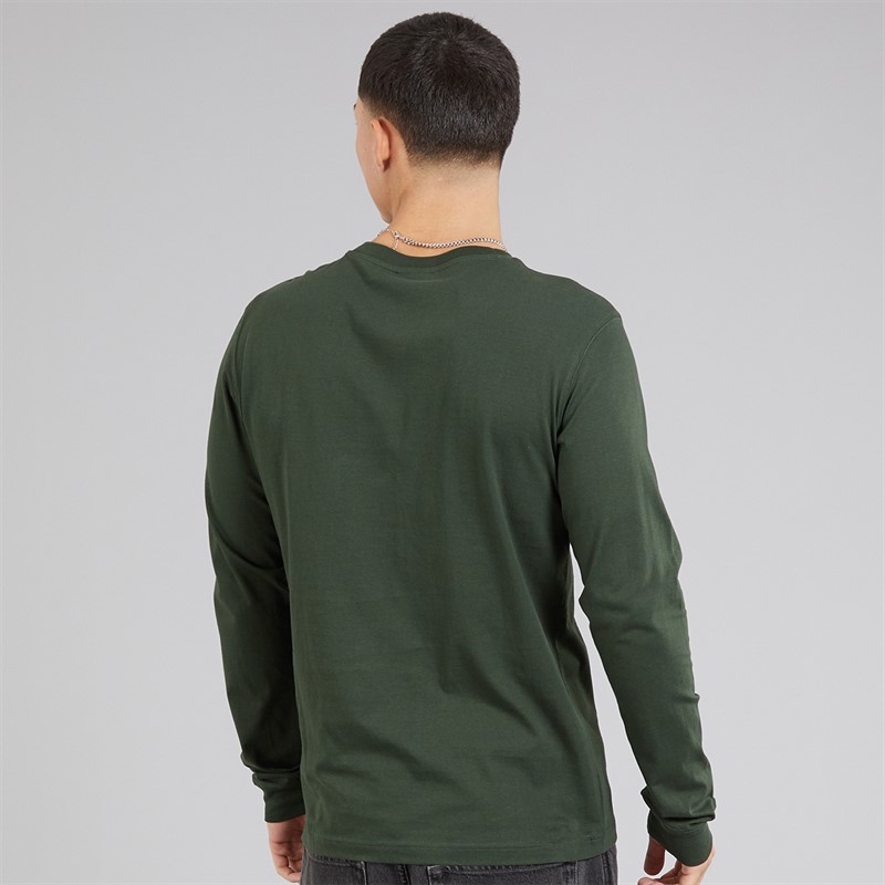 Champion Mens Graphic Shop Logo Long Sleeve T-Shirt Military Green