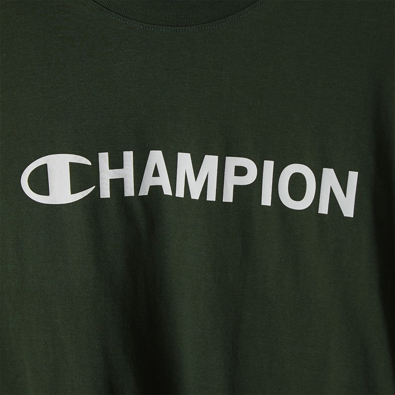 Champion Mens Graphic Shop Logo Long Sleeve T-Shirt Military Green