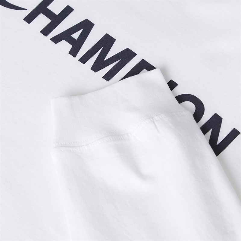 Champion Mens Graphic Shop Logo Long Sleeve T-Shirt White