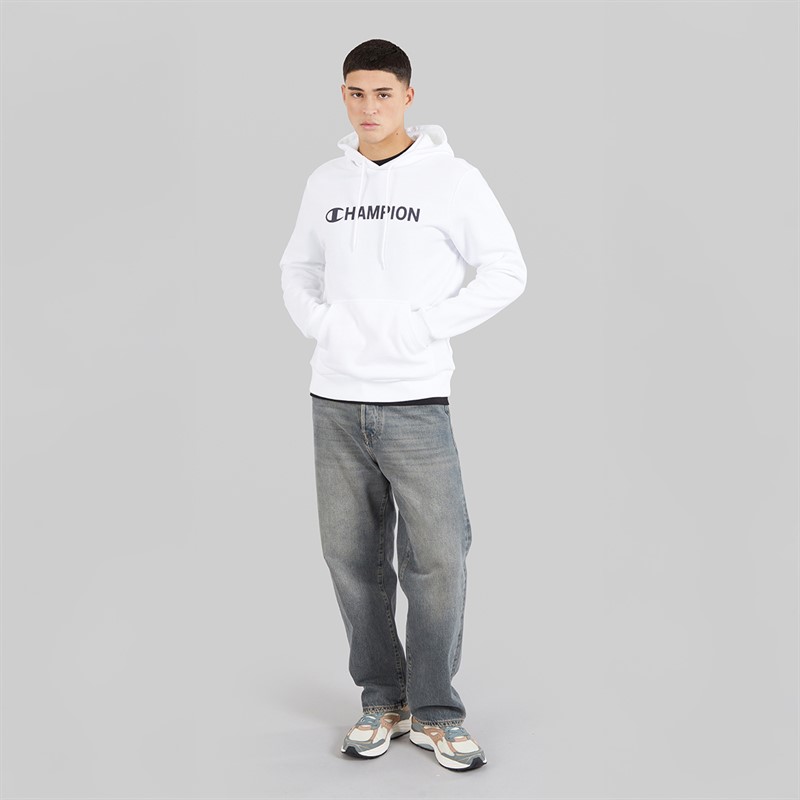 Champion Mens Graphic Shop Logo Hoodie White