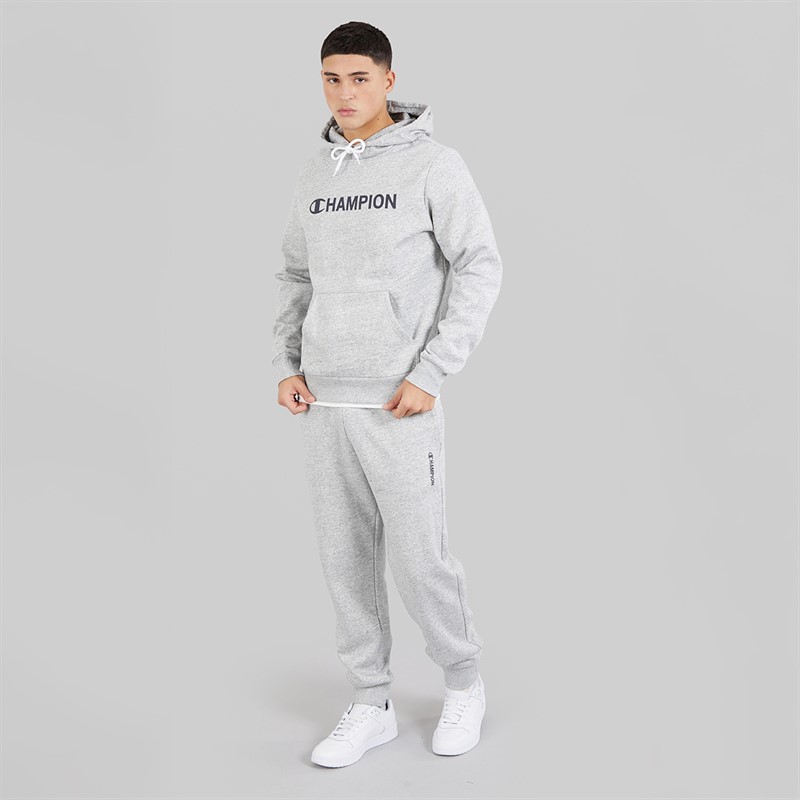 Champion Mens Graphic Shop Logo Hoodie Heather Grey