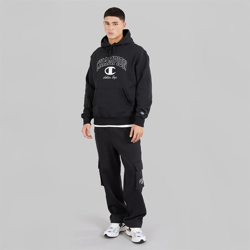 Champion Mens State Of Play Varsity Logo Hoodie Black