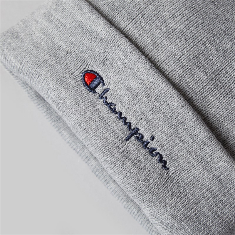 Champion Mens Heritage Script Logo Beanie Hat Heather Grey