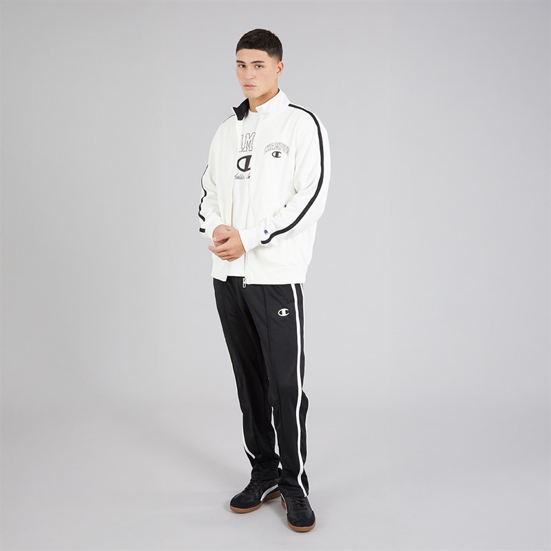 Champion Mens State Of Play Varsity Logo Back Graphic Track Top White/Black