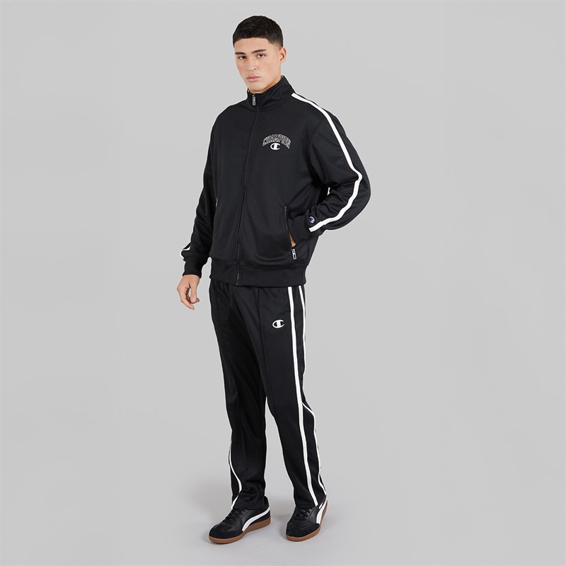 Champion Mens State Of Play Logo Straight Hem Track Pants Black/White