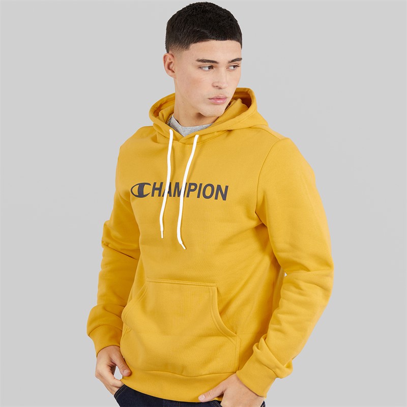 Champion Mens Graphic Shop Logo Hoodie Yellow