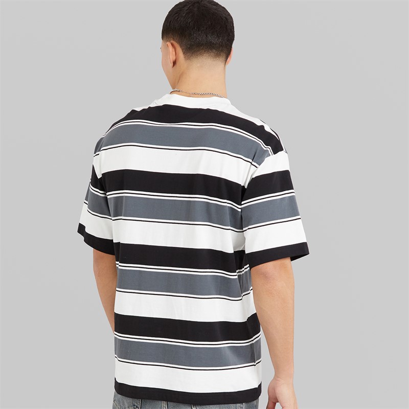 Champion Mens State Of Play Logo Striped T-Shirt White/Grey/Black